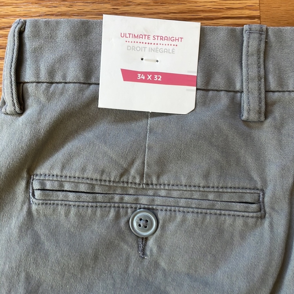 NWT Old Navy Gray Ultimate Straight Flat Front Khakis Size 34 x 32 - Picture 10 of 10